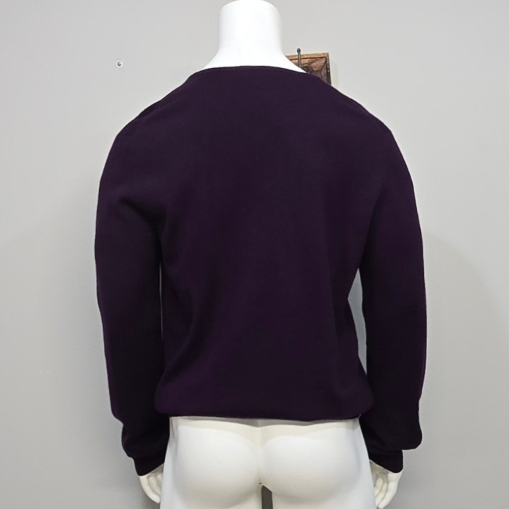 Bloomingdales Cashmere Sweater Mens XL Purple V-Neck Luxury Soft Dark Academia - Picture 3 of 7